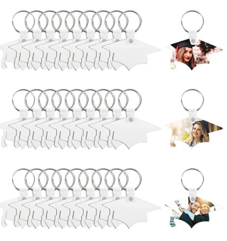 Sublimation Blank Graduation Cap Keychain (30 Piece) for Printing